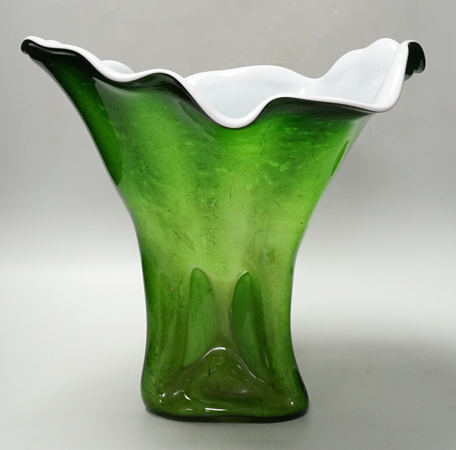 A Murano style green glass vase, 32cm